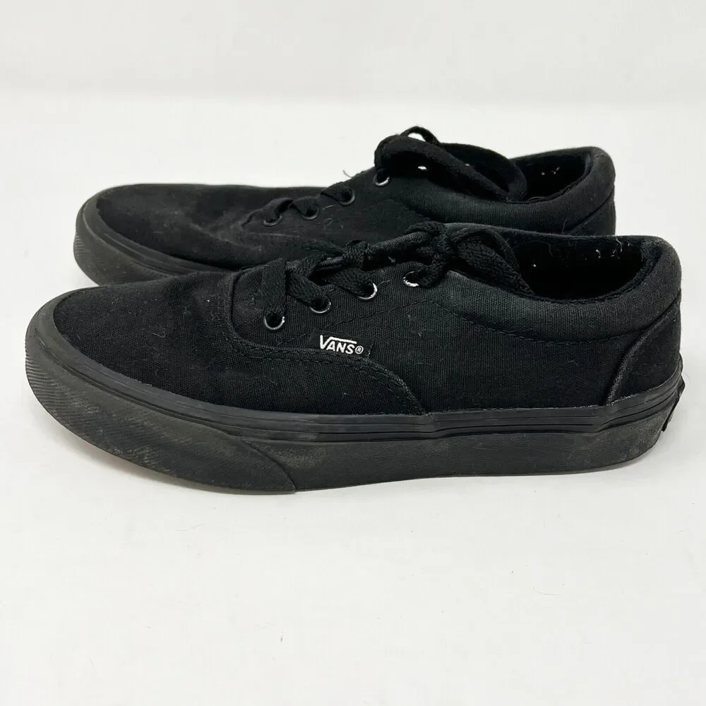 Vans Era Skate Shoes All Black Canvas Unisex Size 2 Youth